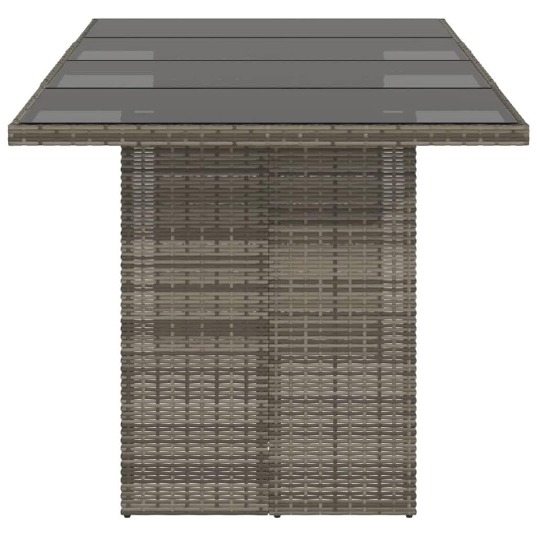 Voir la diapositive 5 : VIDAXL Table de jardin avec dessus en verre gris resine tressee