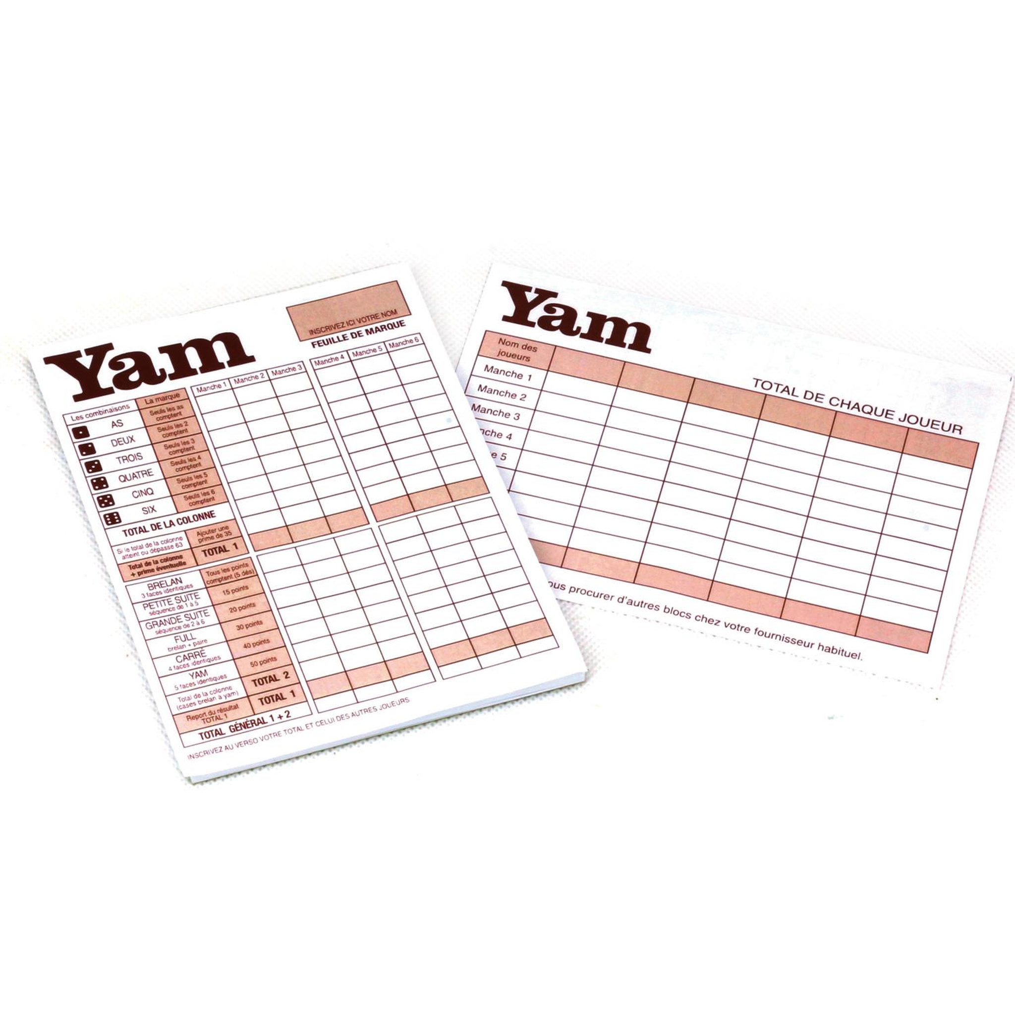 JeuJura Bloc de score du jeu yam