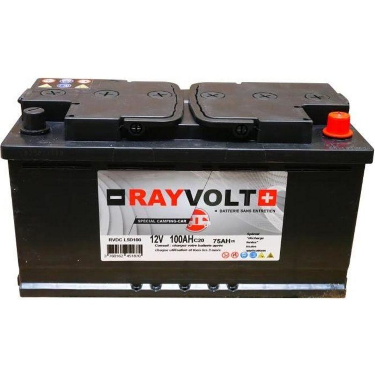 Batterie a décharge lente RAYVOLT 12V 100AH pas cher 