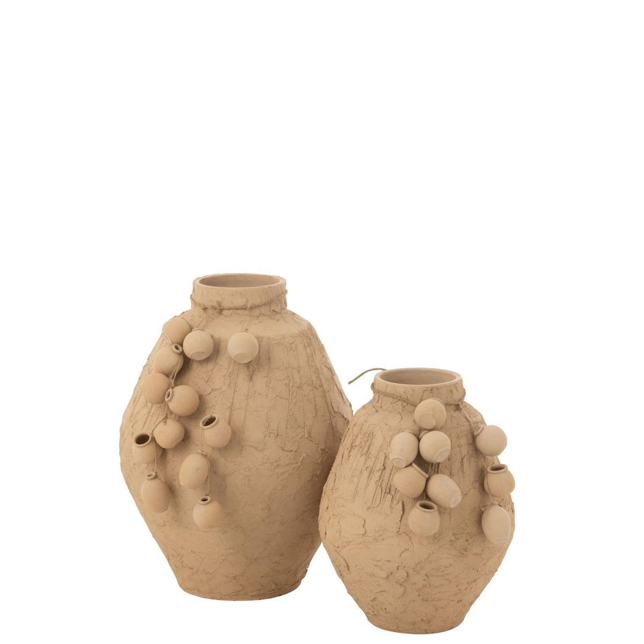 Voir la diapositive 2 : J-LINE Pot déco en argile  pendentif de pots  45cm naturel