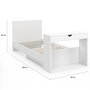 Voir la diapositive 4 : ID MARKET Lit simple OMAHA 90 x 190 cm avec sommier, tête de lit, bureau et rangements blanc