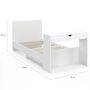 Voir la diapositive 4 : ID MARKET Lit simple OMAHA 90 x 190 cm avec sommier, tête de lit, bureau et rangements blanc