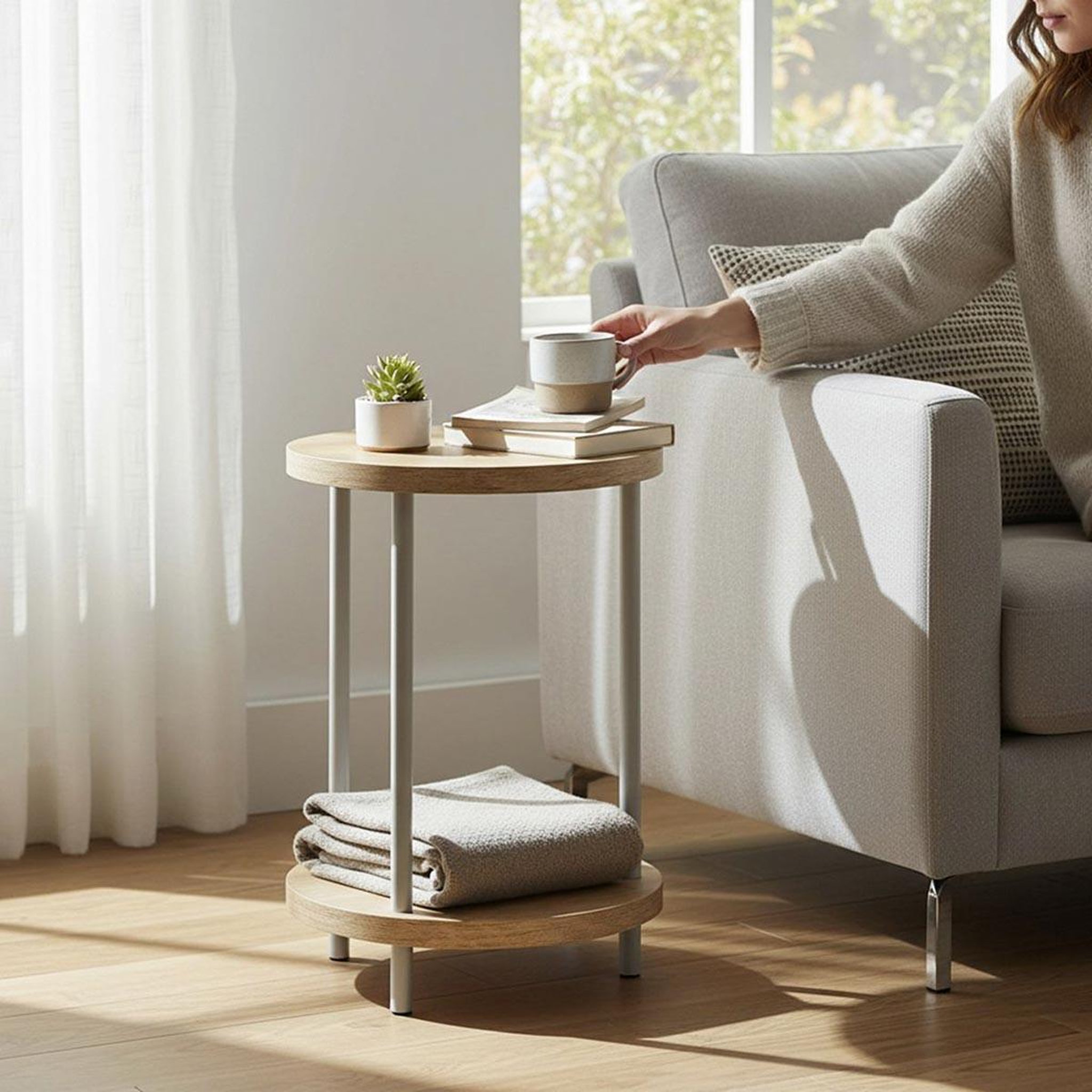 Voir la diapositive 3 : Paris Prix Table d'appoint 2 niveaux  ilona  50cm gris