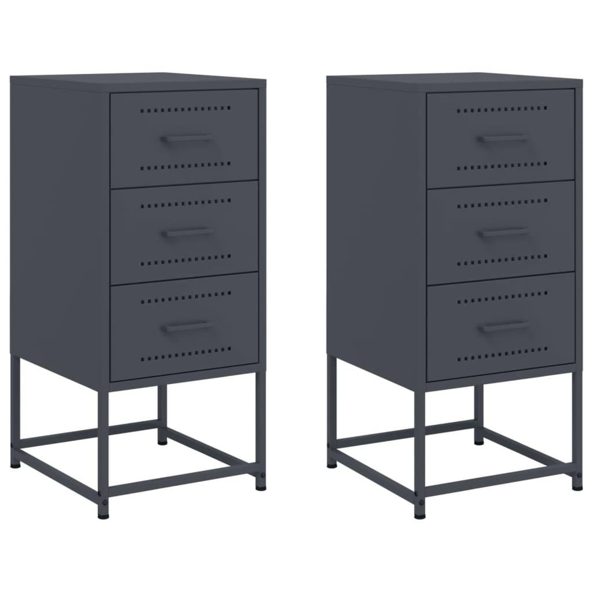 Voir la diapositive 2 : VIDAXL Tables de chevet 2 pcs anthracite 36x39x78 cm acier