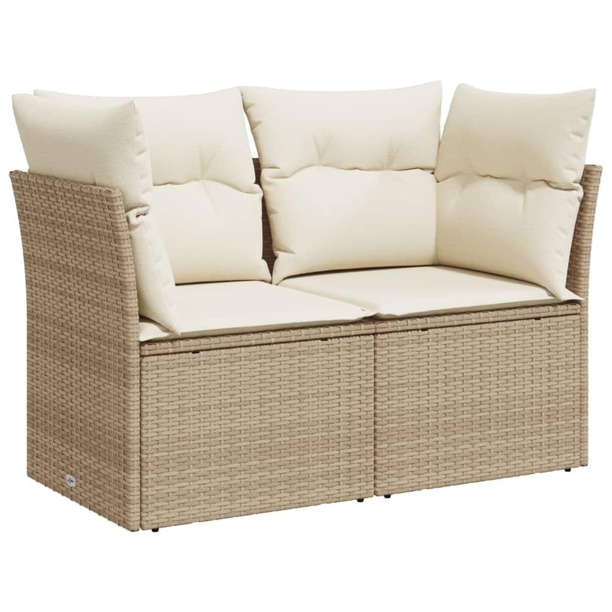 Voir la diapositive 2 : VIDAXL Canape de jardin avec coussins 2 places beige resine tressee