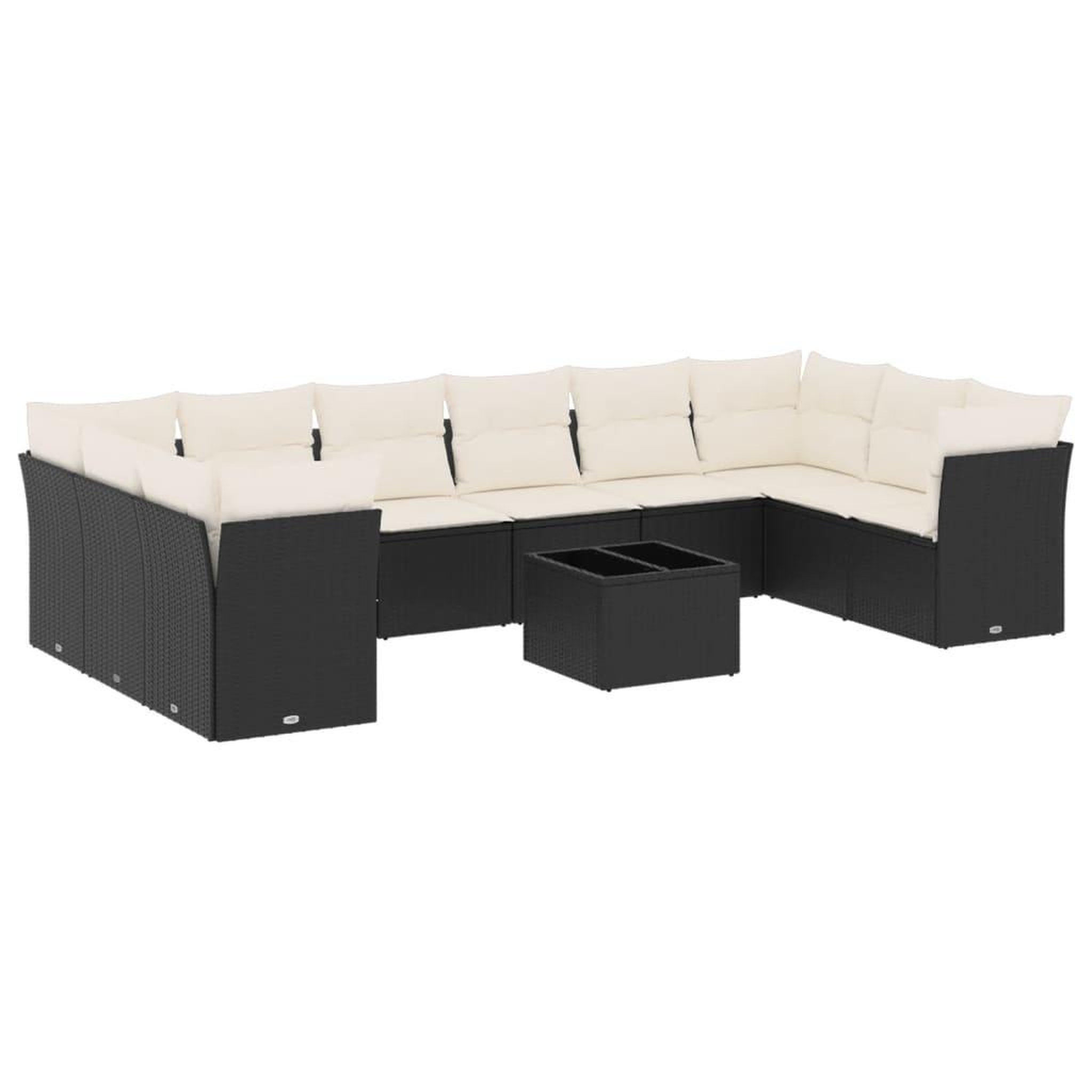 Voir la diapositive 2 : VIDAXL Salon de jardin 11 pcs avec coussins noir resine tressee
