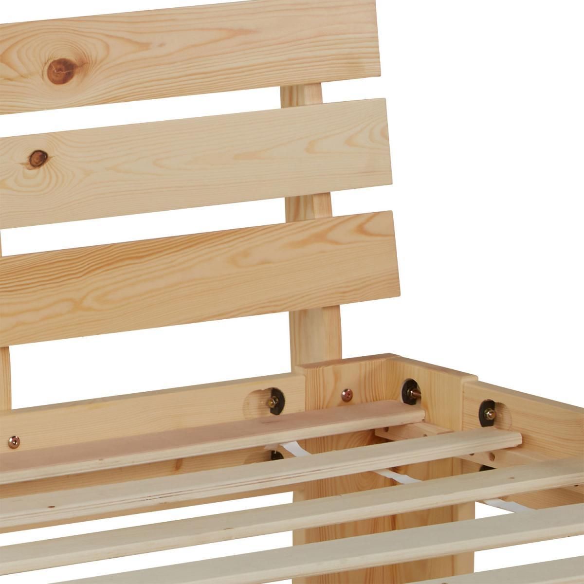 HomeStyle4U Lit simple en bois 90x200 avec sommier à lattes naturel