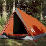 VIDAXL Tente de camping 2 personnes gris et orange impermeable