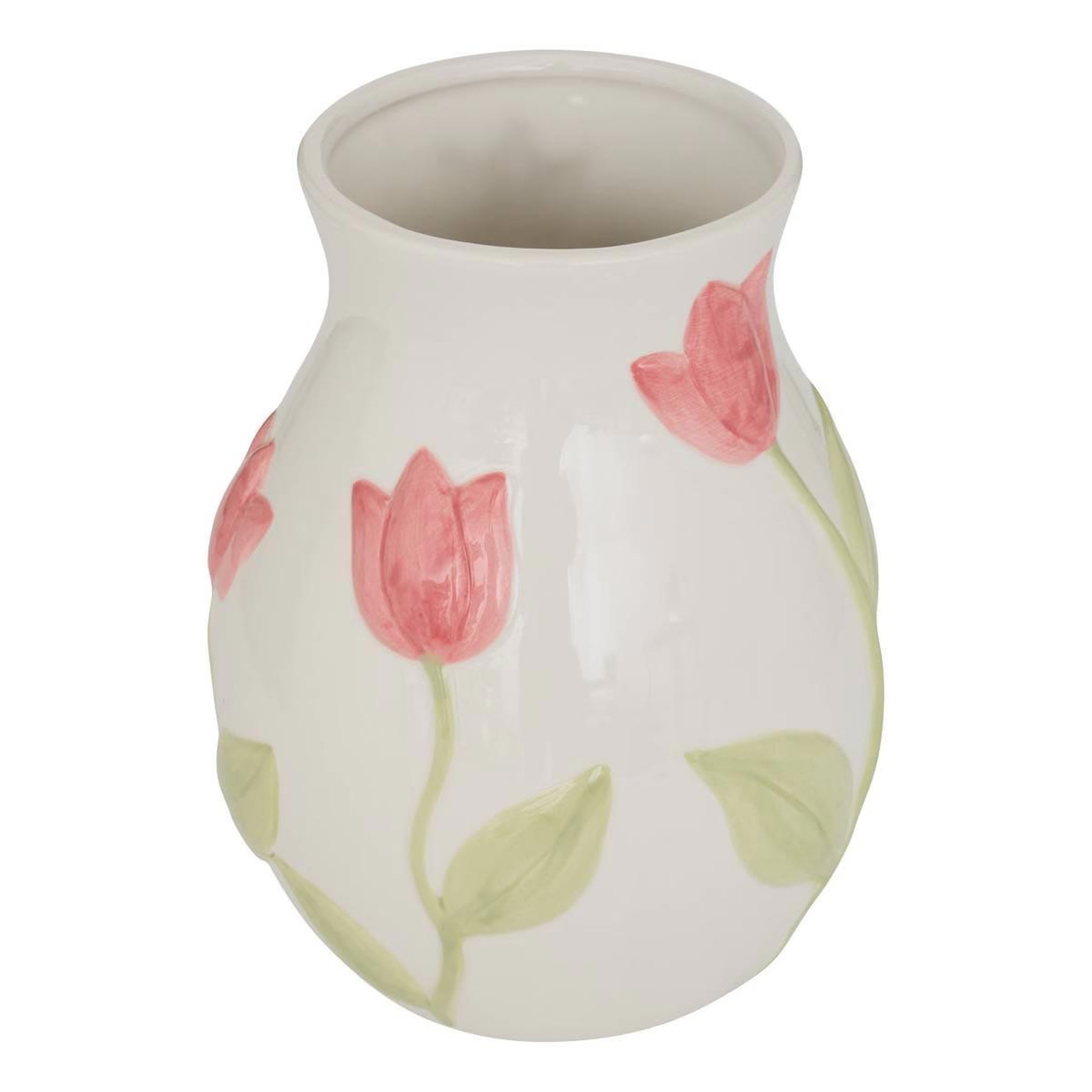 ATMOSPHERA Vase tulipes en dolomite  fleur de rose  21cm multicolore
