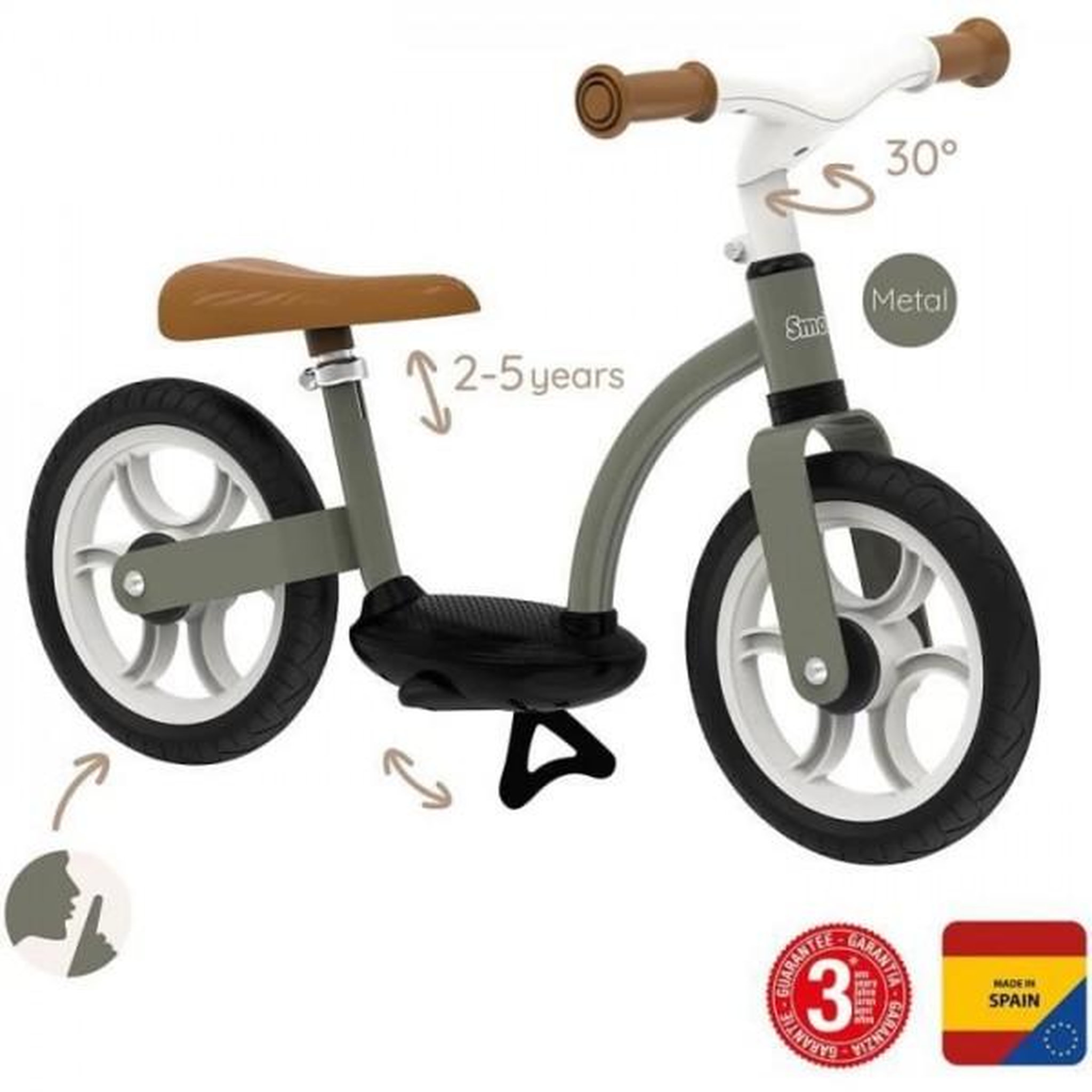 Voir la diapositive 2 : SMOBY Draisienne Velo  Confort - Smoby - Mixte - Vert - Extérieur - Enfant