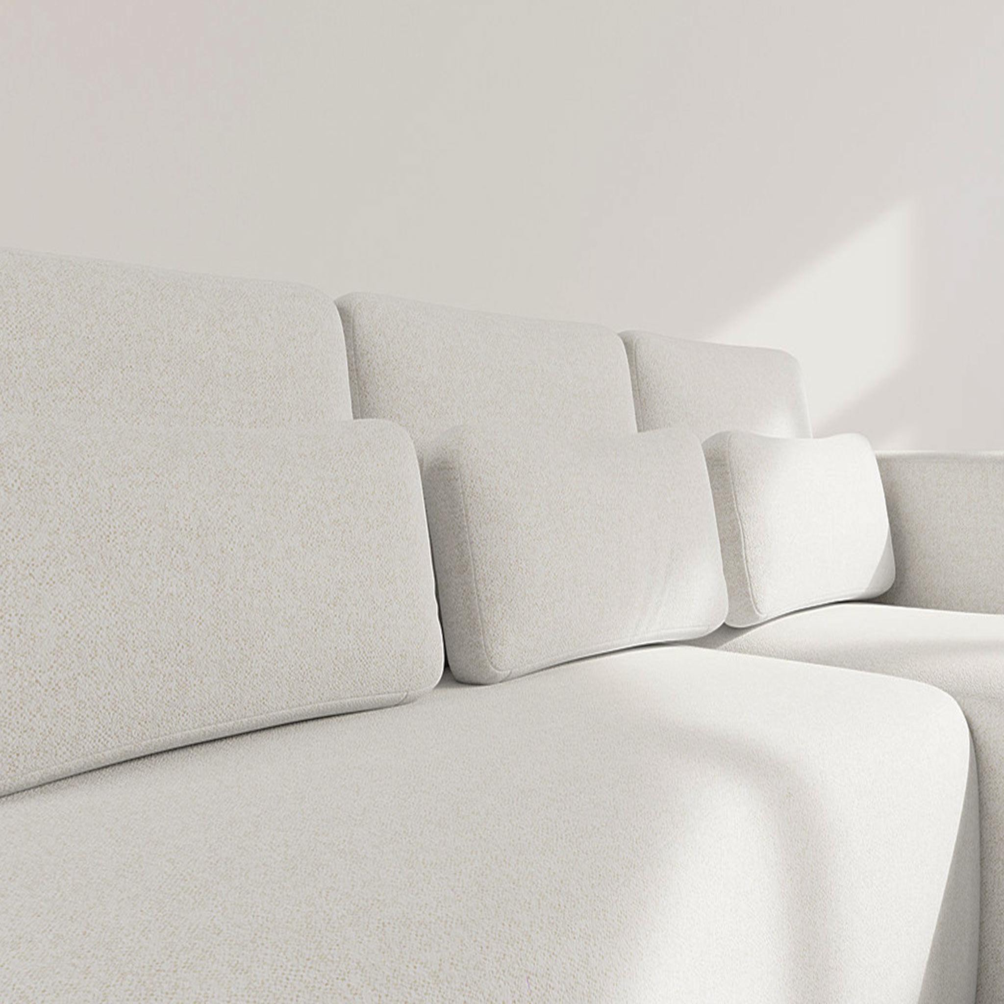 Voir la diapositive 4 : LISA DESIGN Mahina - canapé d'angle droit 4 places convertible avec coffre en tissu texturé