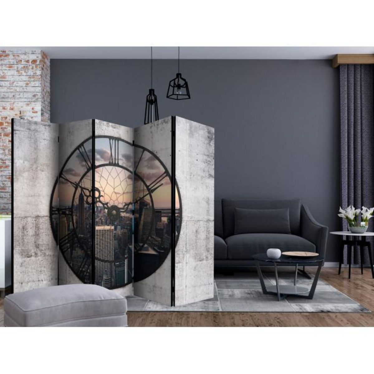 Paris Prix Paravent 5 Volets  NYC Time Zone  172x225cm