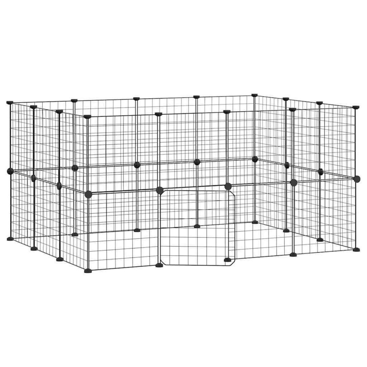 VIDAXL Cage animaux de compagnie a 28 panneaux et porte Noir 35x35 cm