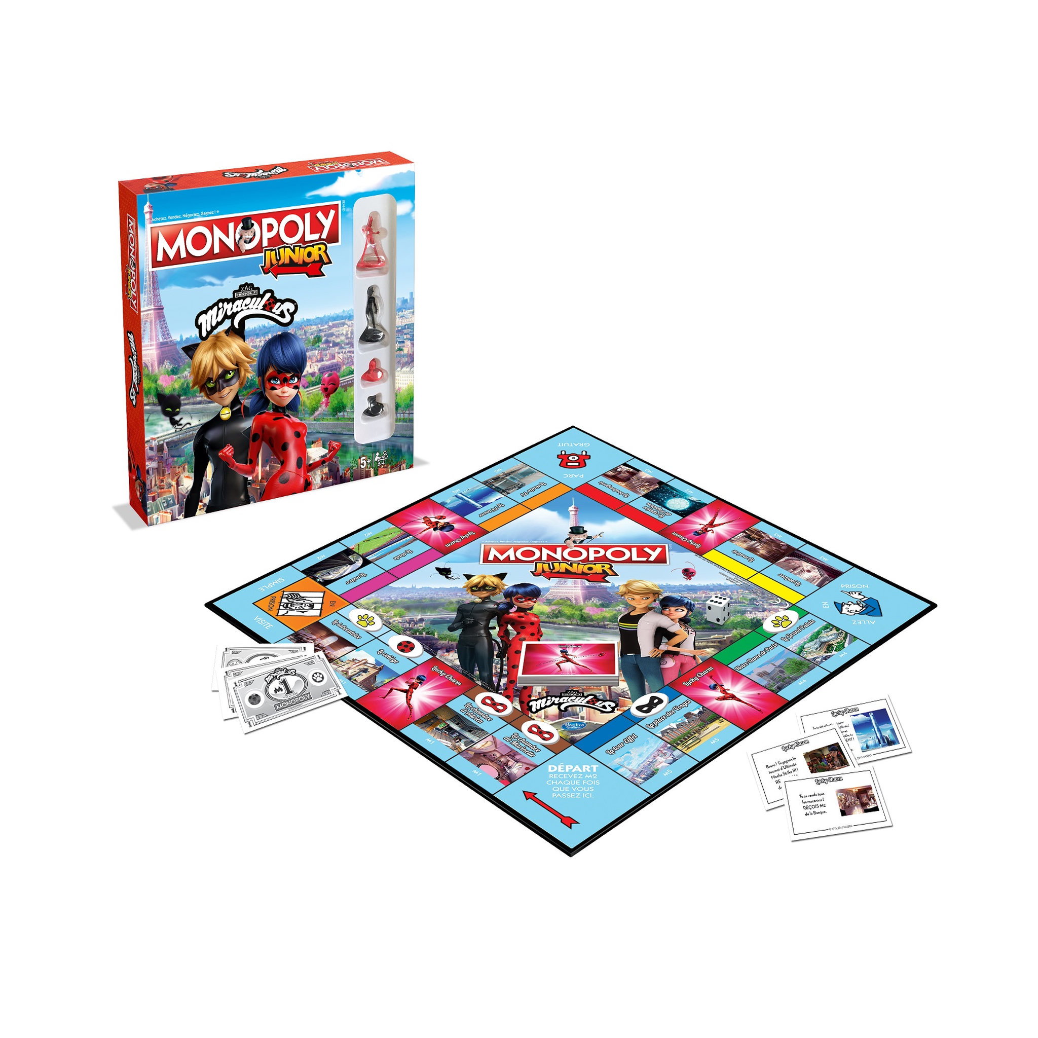 Voir la diapositive 2 :  WINNING MOVES Jeu Monopoly junior - Miraculous Ladybug 