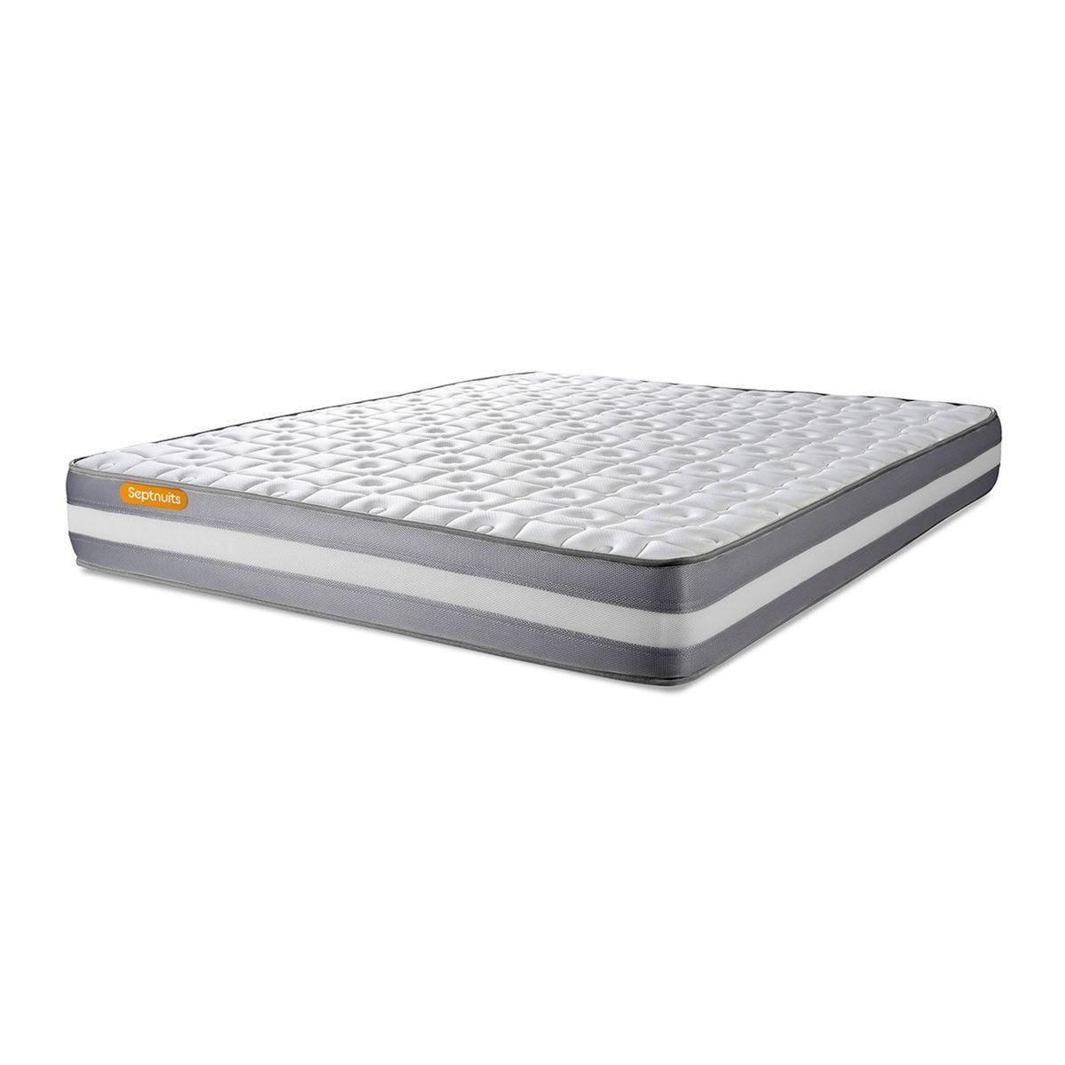 SEPTNUITS PACK matelas + sommier kit blanc Memo Plus Mémoire de forme + 2 oreillers + couette