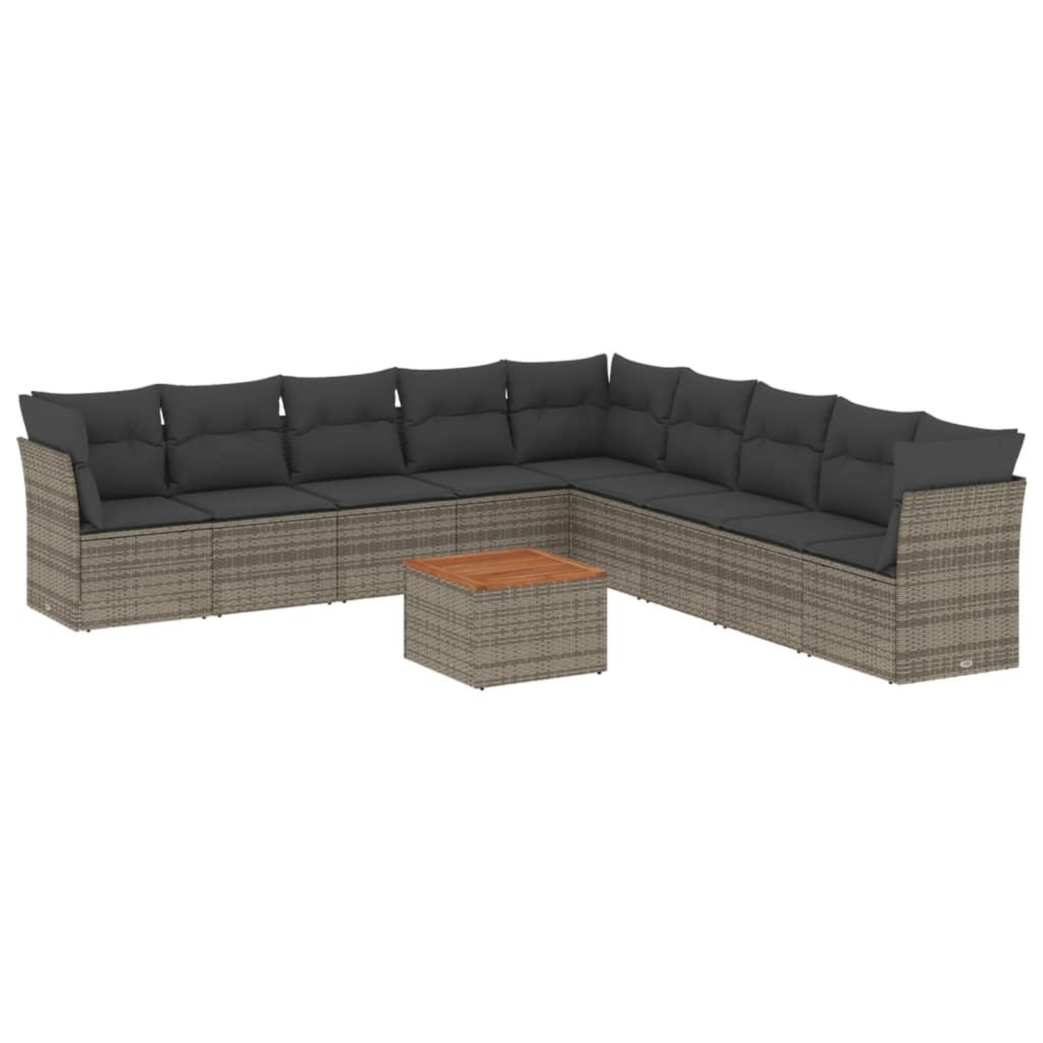 Voir la diapositive 2 : VIDAXL Salon de jardin avec coussins 10 pcs gris resine tressee