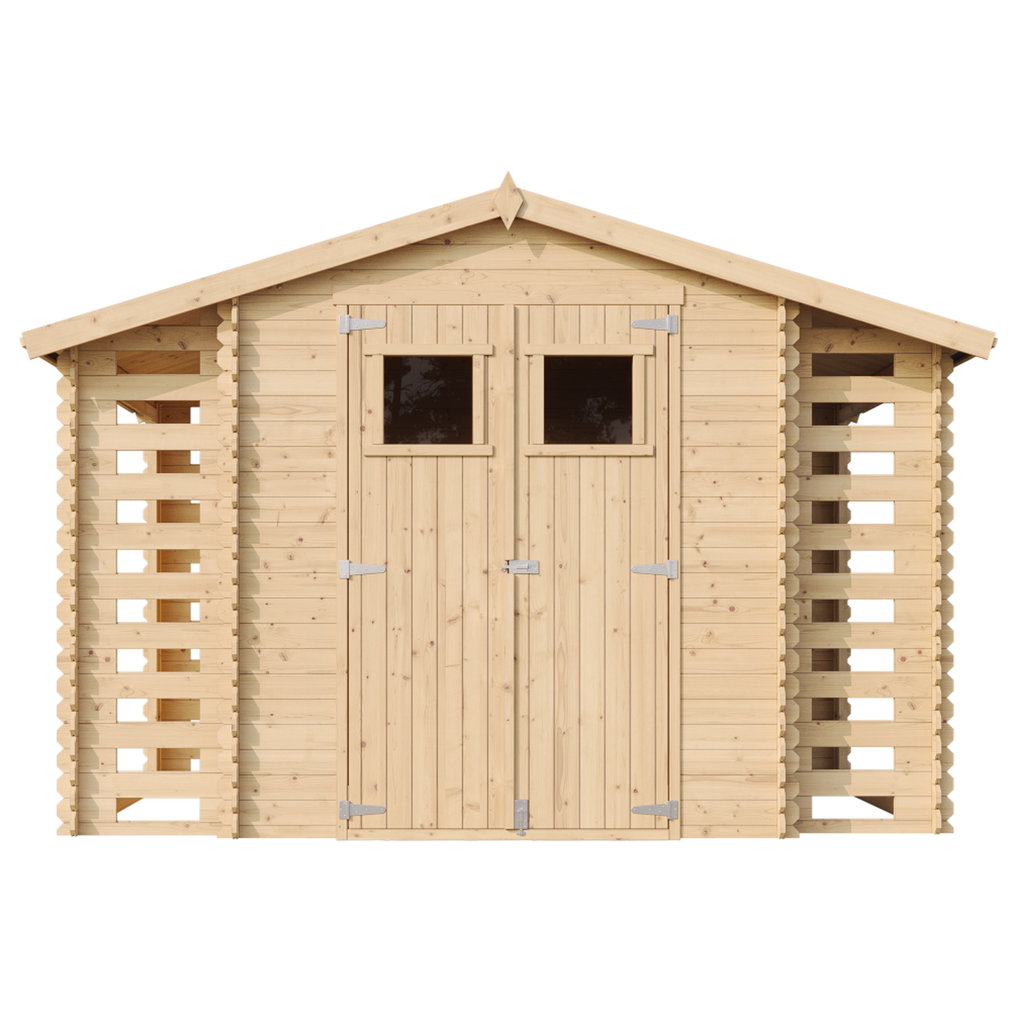 Voir la diapositive 2 : TIMBELA Abri de jardin en bois et range bûches extérieur - 3,53 + 0,97+0,97 m2 m391