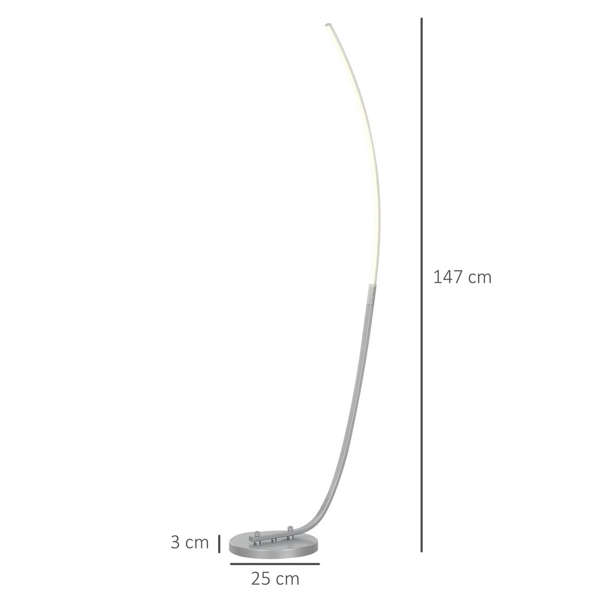 HOMCOM Lampadaire arc design LED - luminosité réglable - H.147 cm - alliage alu.