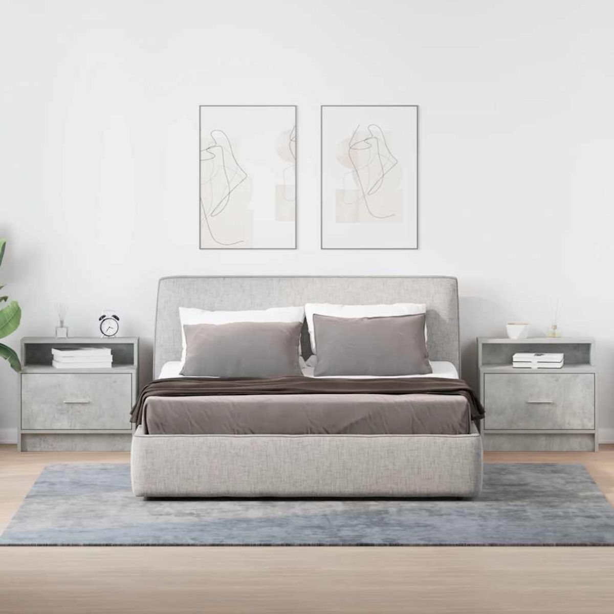 VIDAXL Tables de chevet avec tiroir 2 pcs gris beton 51x31x47 cm