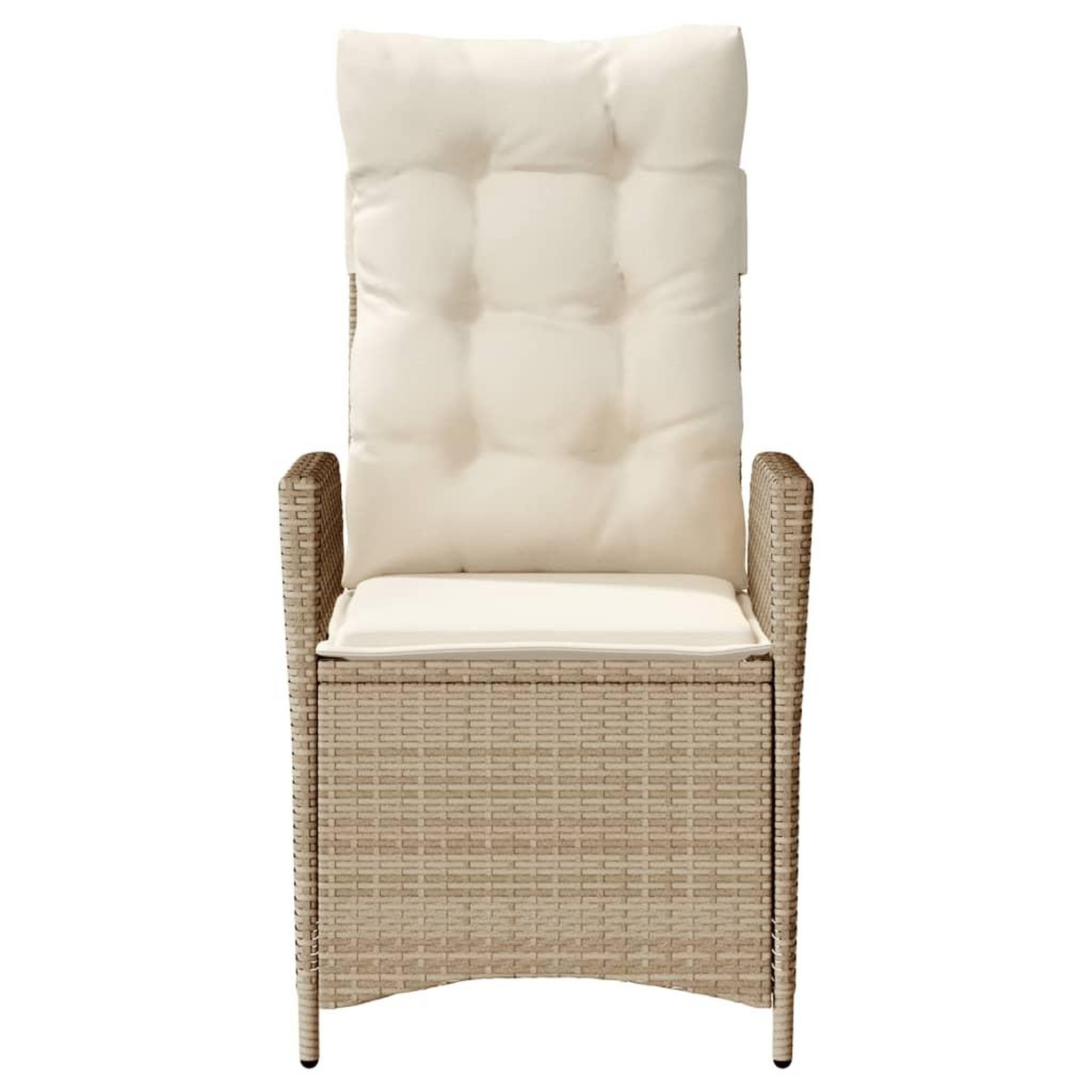Voir la diapositive 4 : VIDAXL Chaise inclinable de jardin avec coussins beige resine tressee