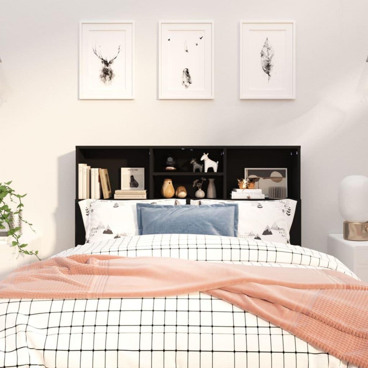 VIDAXL Armoire de tete de lit Noir 120x19x103,5 cm