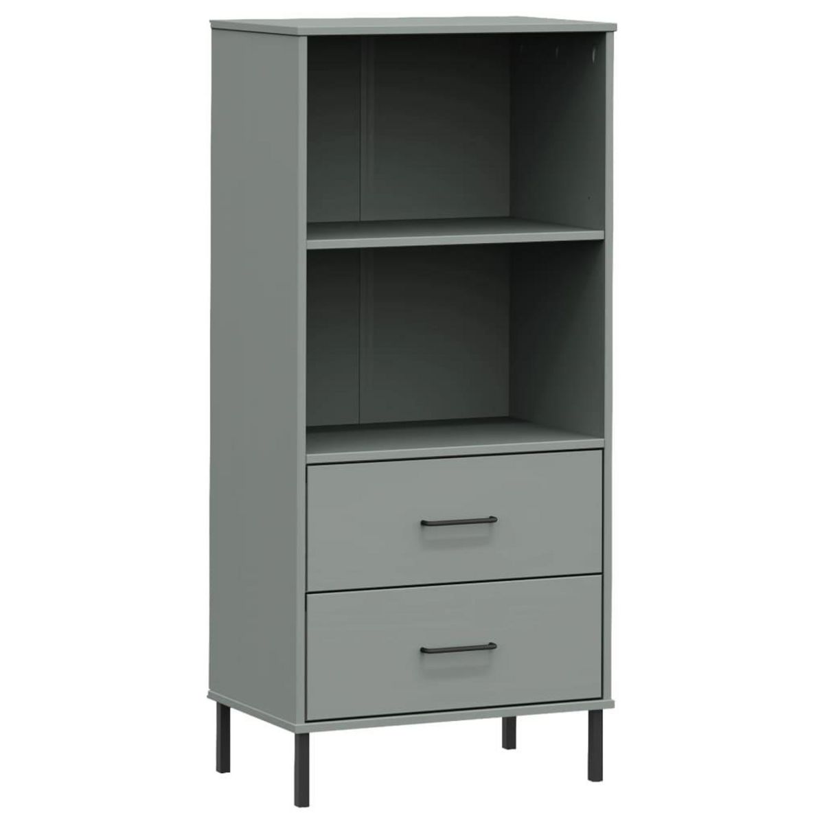 VIDAXL Bibliotheque a 2 tiroirs Gris 60x35x128,5 cm Bois massif OSLO