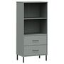 Voir la diapositive 2 : VIDAXL Bibliotheque a 2 tiroirs Gris 60x35x128,5 cm Bois massif OSLO