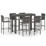 Voir la diapositive 2 : VIDAXL Ensemble de bar d'exterieur 7 pcs accoudoir Resine tressee Gris