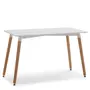 VS VENTA-STOCK Table à manger Aroa blanche, pieds en bois de hêtre, 120x60 cm