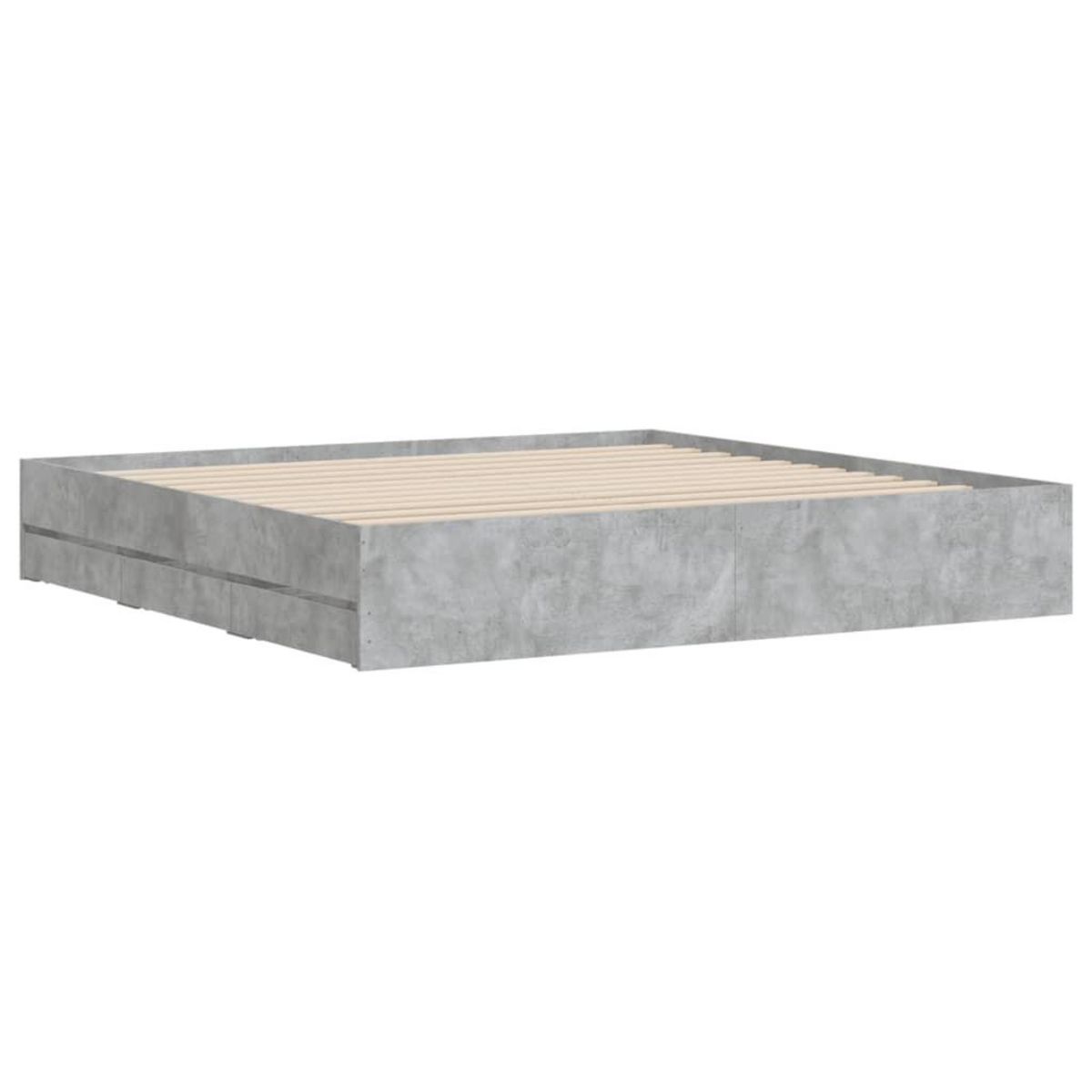 VIDAXL Cadre de lit avec tiroirs sans matelas gris beton 200x200 cm