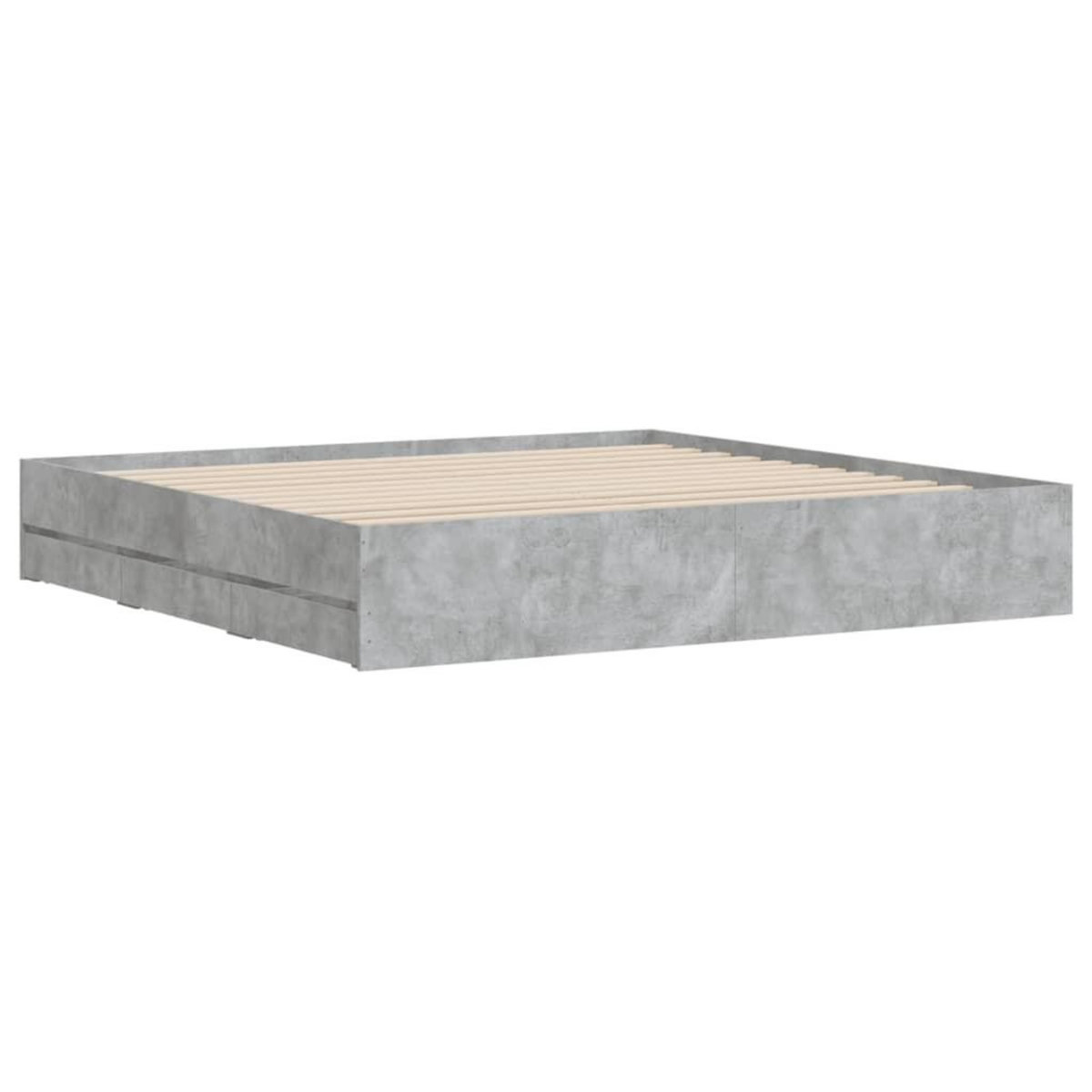 VIDAXL Cadre de lit avec tiroirs sans matelas gris beton 200x200 cm