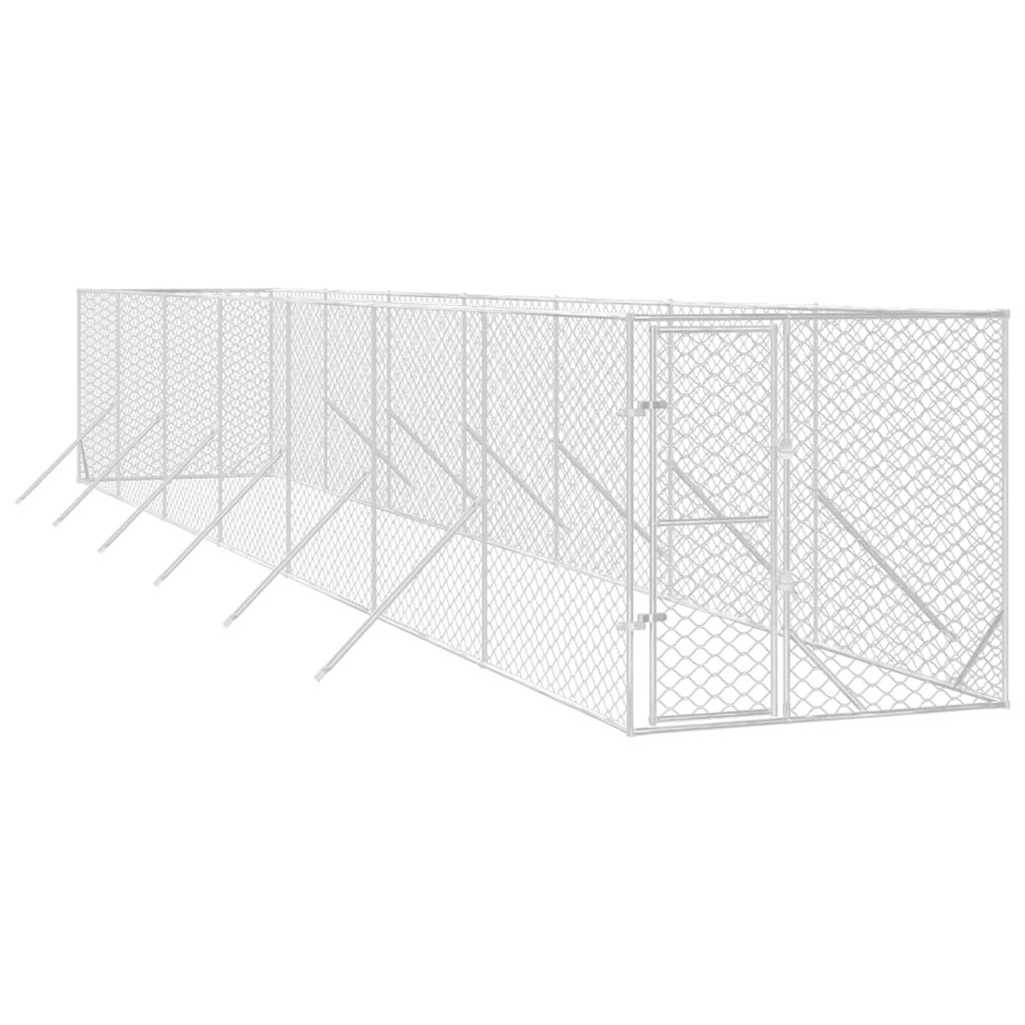 Voir la diapositive 3 : VIDAXL Chenil d'exterieur pour chiens argente 2x14x2 m acier galvanise