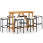 Voir la diapositive 2 : VIDAXL Ensemble de bar de jardin avec coussins 7 pcs Noir
