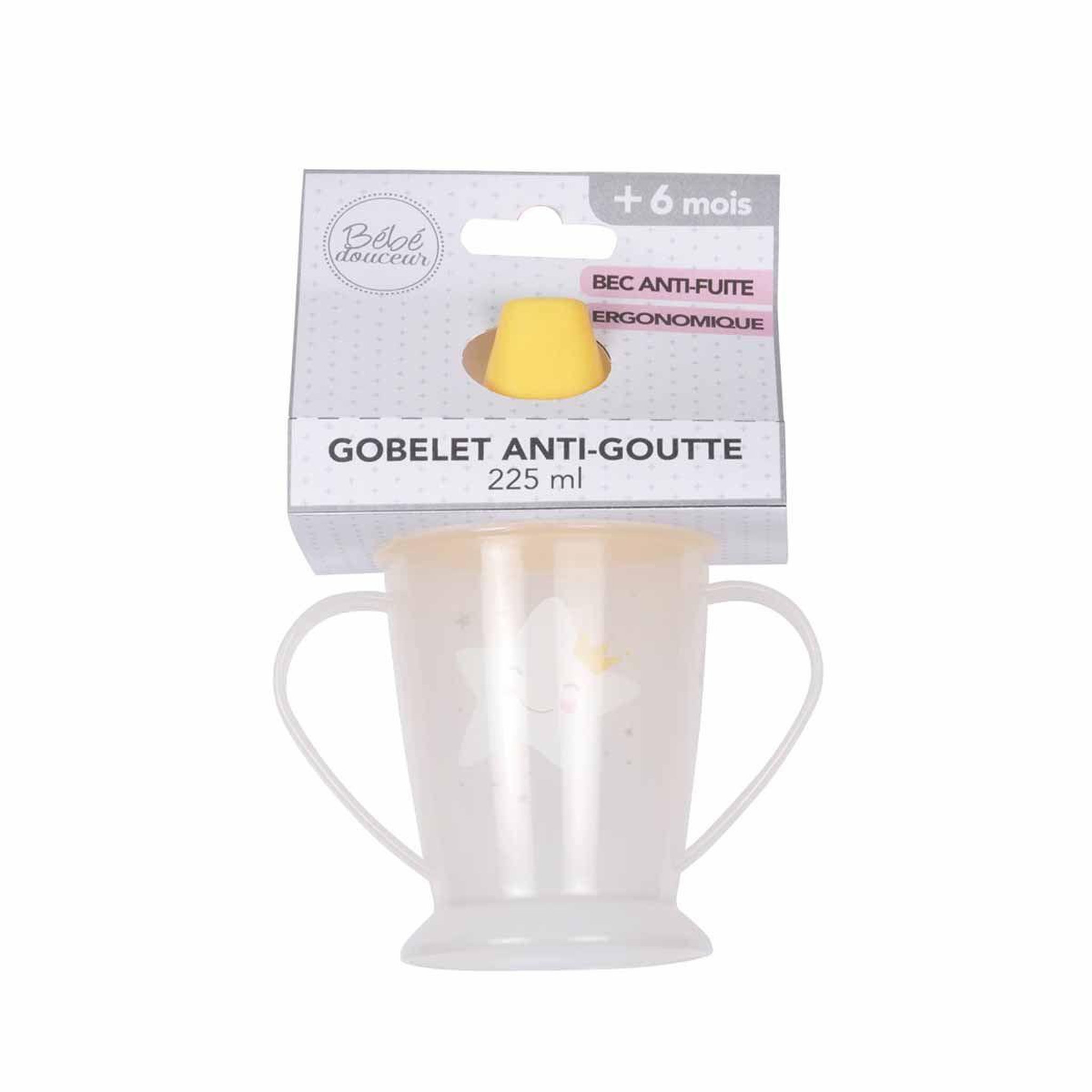 Voir la diapositive 2 : BEBE DOUCEUR Gobelet pour bébé anti-goutte  étoile  225ml jaune