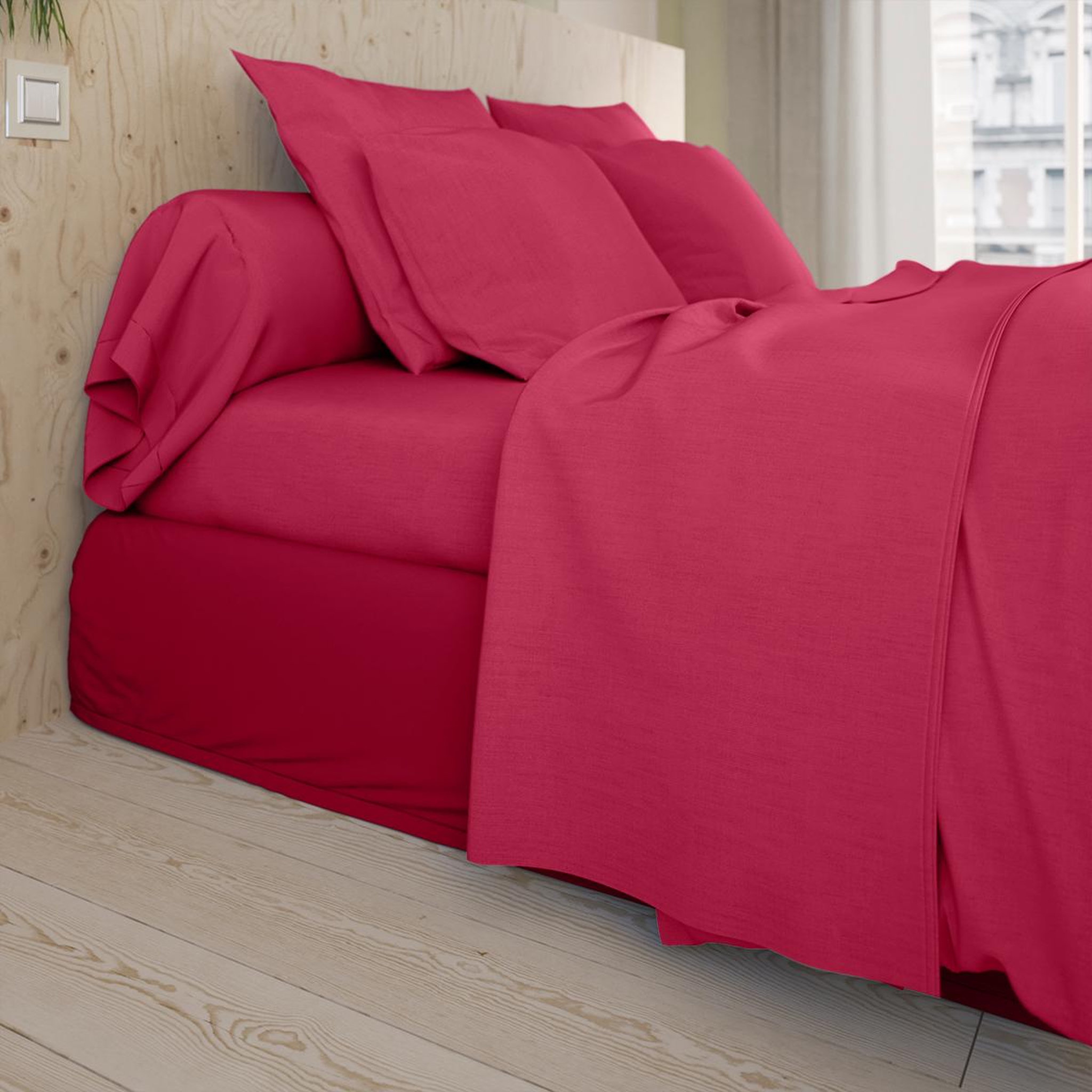 Voir la diapositive 2 : DODO Taie de traversin Studio Coton Fuchsia