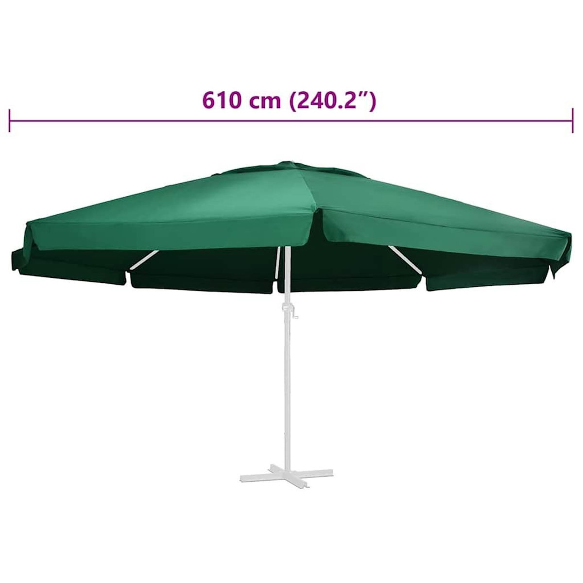 VIDAXL Tissu de remplacement pour parasol d'exterieur Vert 610 cm