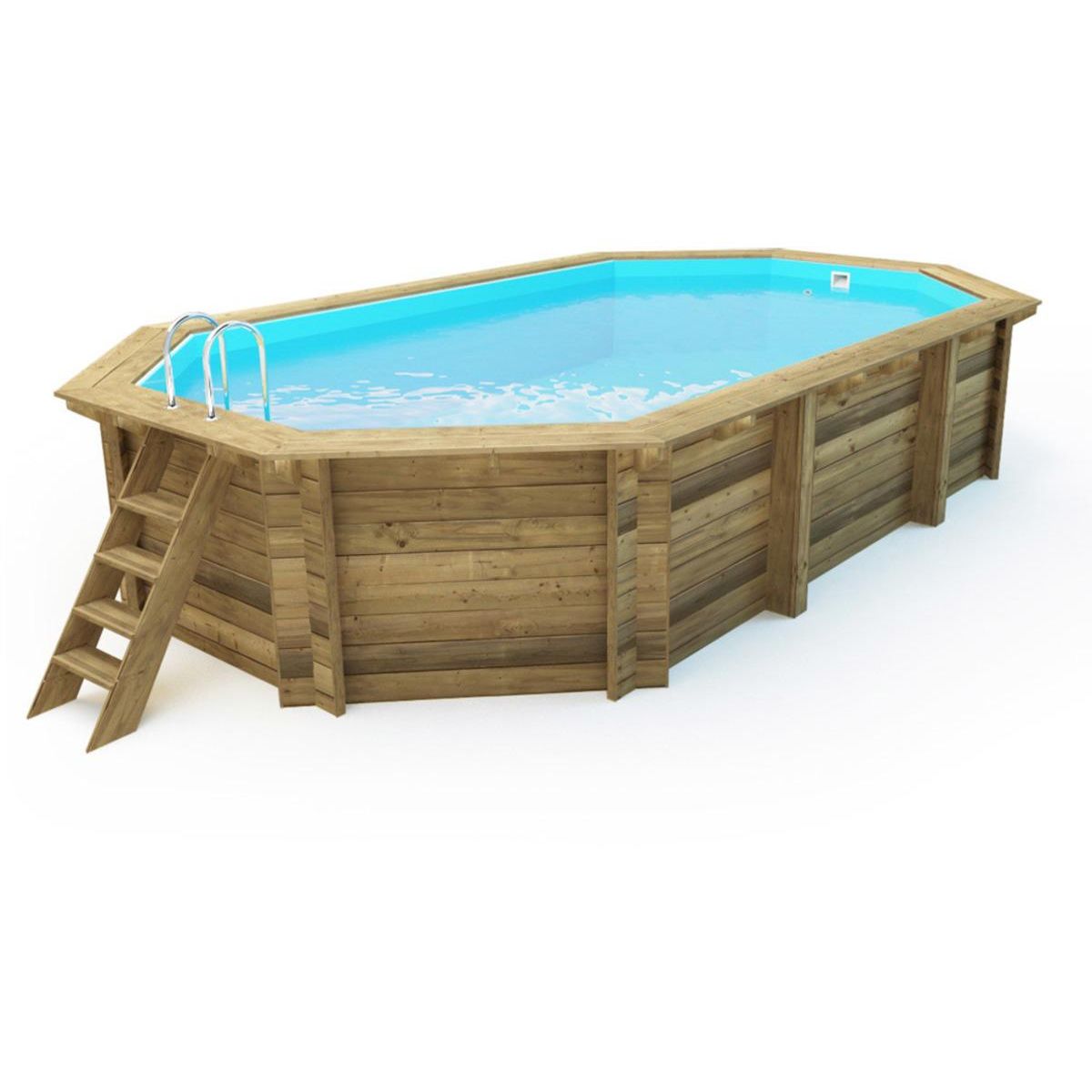 Habitat et Jardin Piscine bois   Sao Paulo   - 6.57 x 4.07 x 1.20 m - Bâche à bulles  180 µ - Bâche hiver  280 g/m² -