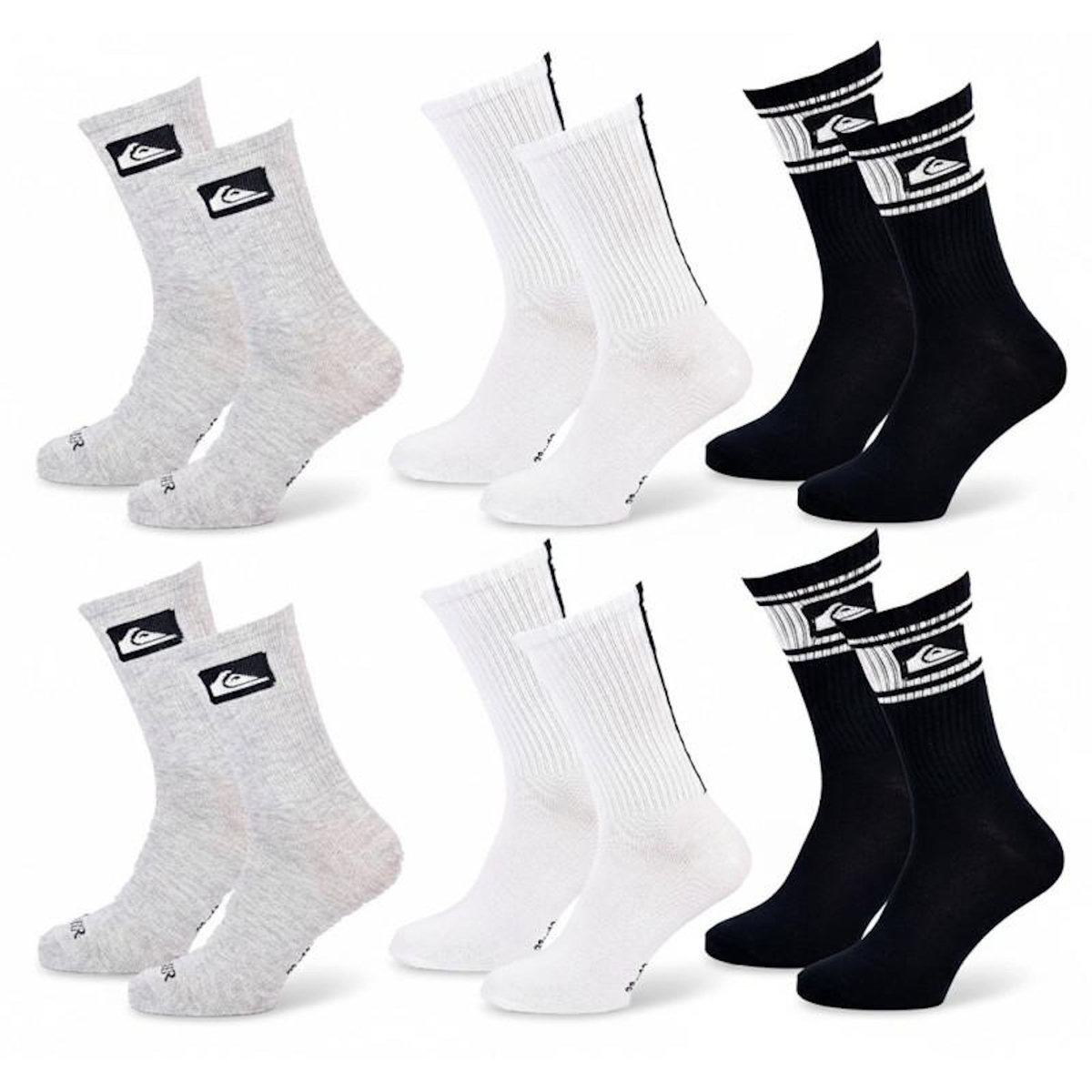 QUIKSILVER Quiksilver Pack de Chaussettes Homme Crew – Lot 6 Paires Regular Lifestyle