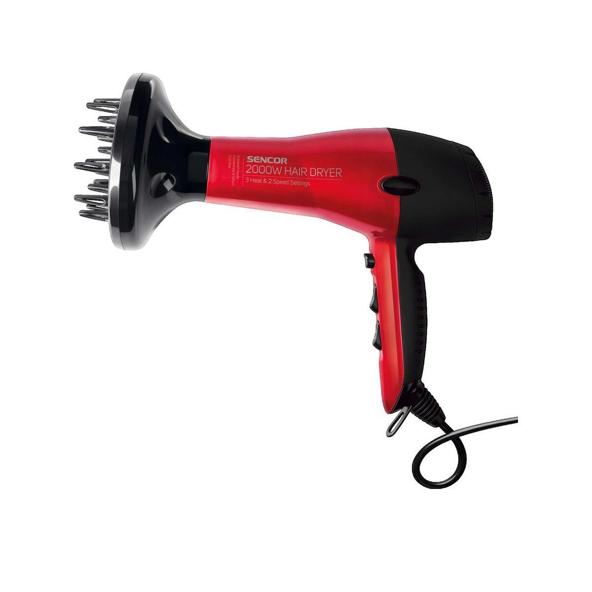 Voir la diapositive 2 : SENCO Sèche-cheveux Sencor SHD 6701RD rouge avec diffuseur
