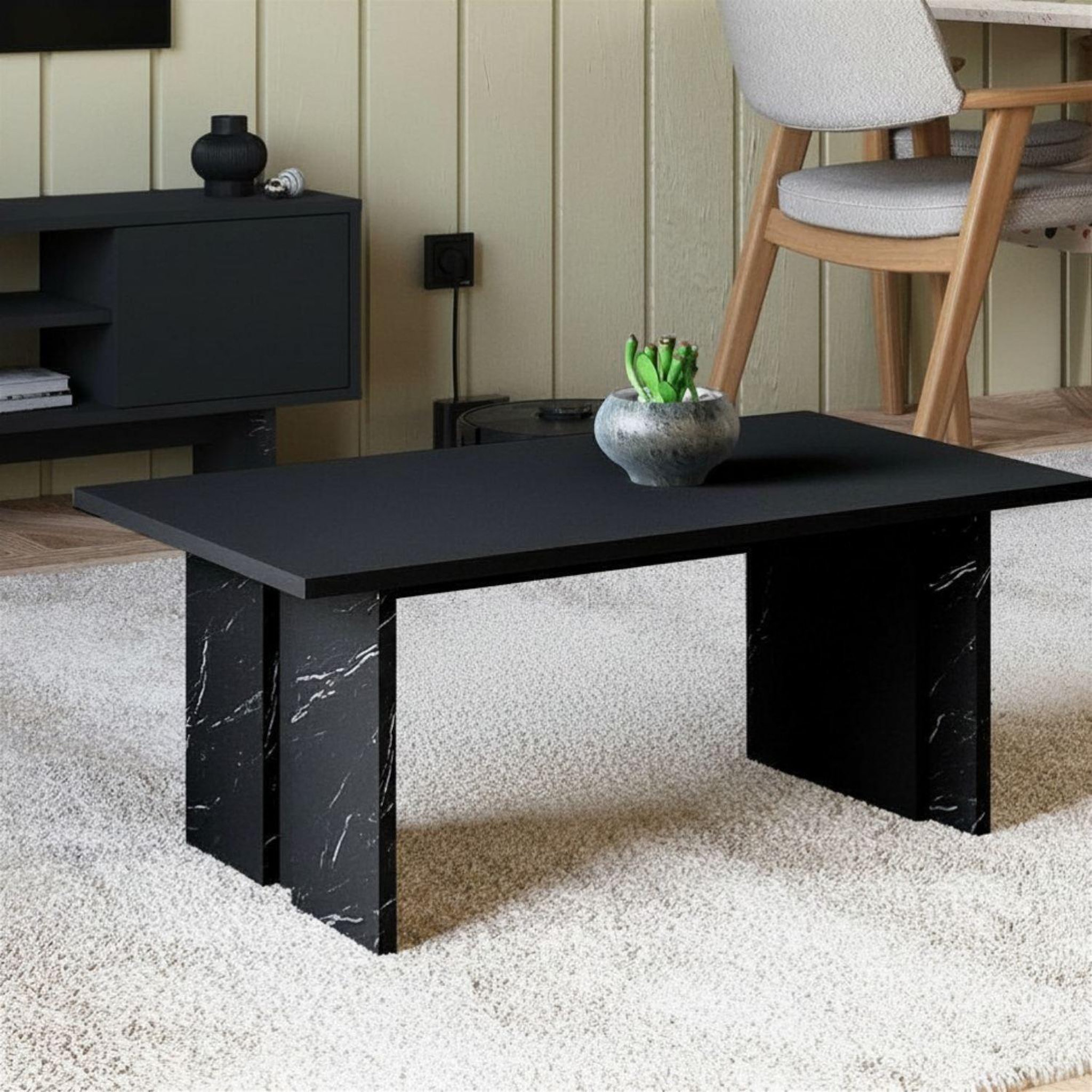 Voir la diapositive 4 : Habitat et Jardin Table basse en bois  ravello  - 90 x 50 x 40 cm - noir