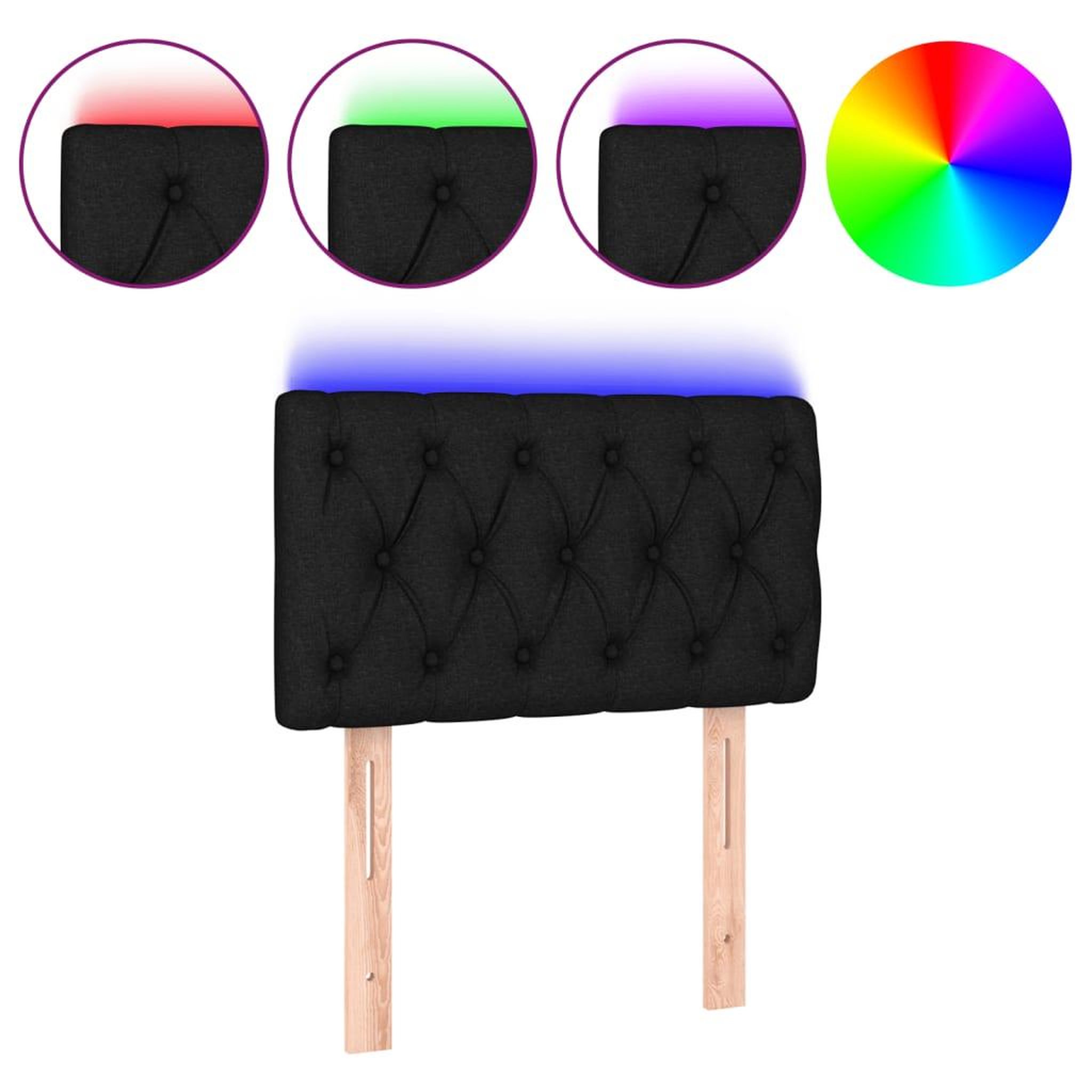 Voir la diapositive 2 : VIDAXL Tete de lit a LED Noir 80x7x78/88 cm Tissu