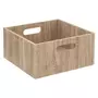 TOILINUX Lot de 2 Boîtes de rangement carrée en MDF - L. 31 x H. 15 cm - Beige, effet bois