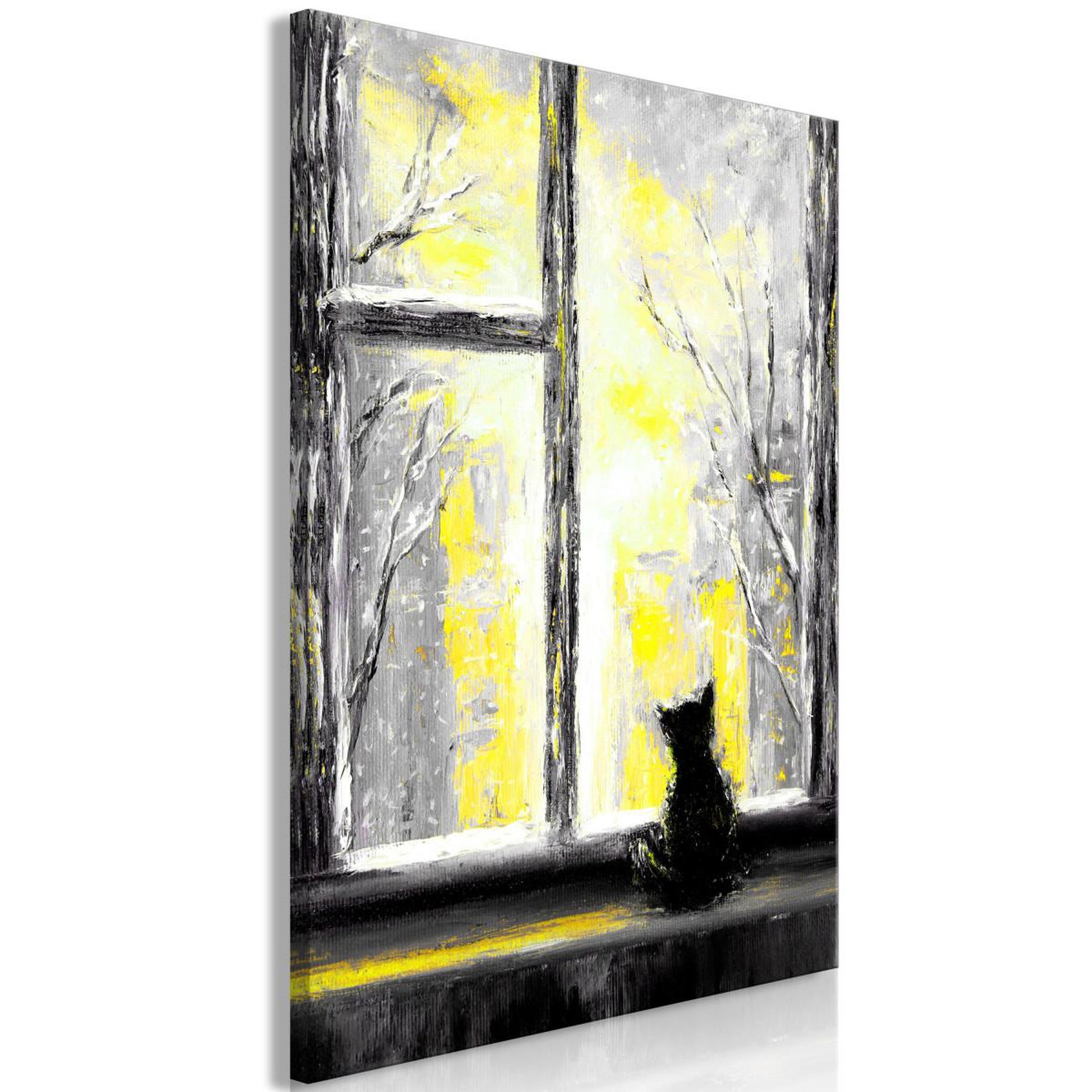Paris Prix Tableau imprimé  longing kitty yellow. Coloris disponibles : Multicolore