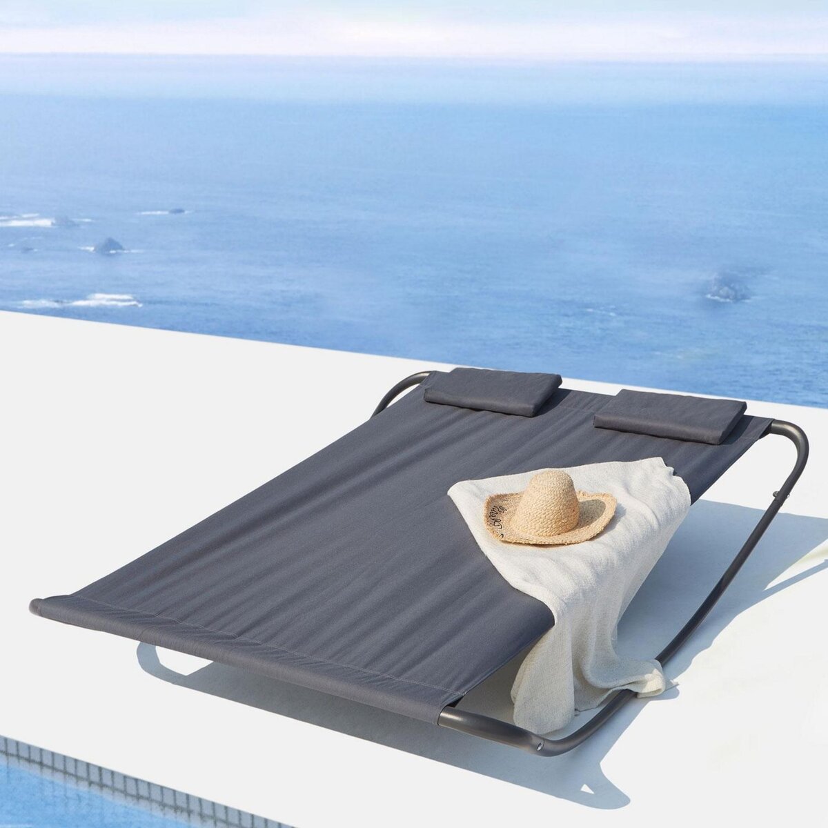 CONCEPT USINE Transat à bascule 2 personnes gris COACHELLA