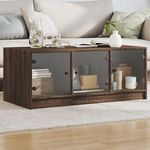 VIDAXL Table basse avec portes en verre chene marron 102x50x42 cm
