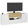 Voir la diapositive 3 : FMD FMD Meuble TV/Hi-Fi 182x33x70,2 cm Blanc et chene artisanal