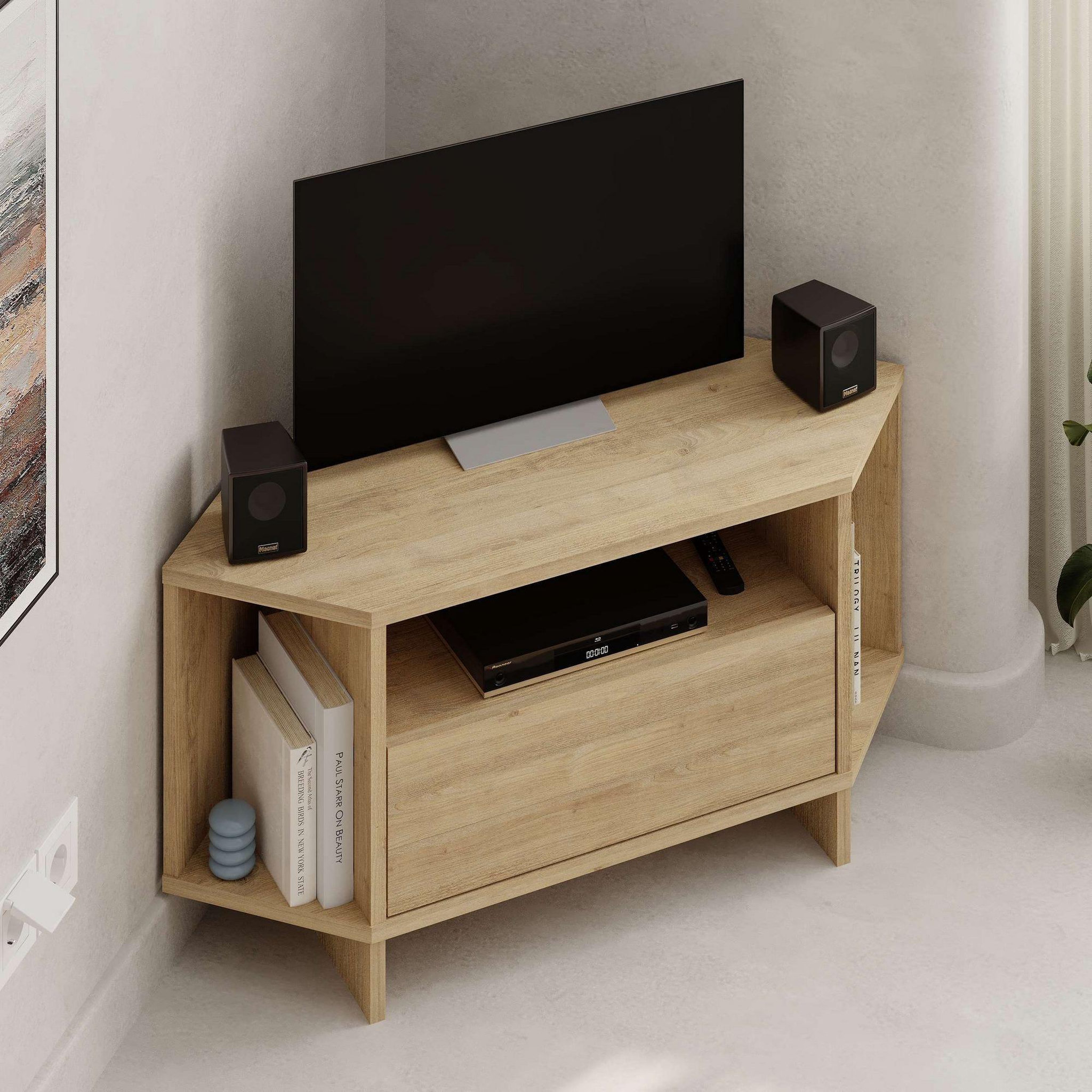 Voir la diapositive 2 : Habitat et Jardin Meuble tv en bois  viva  - 95 x 35 x 45 cm - beige