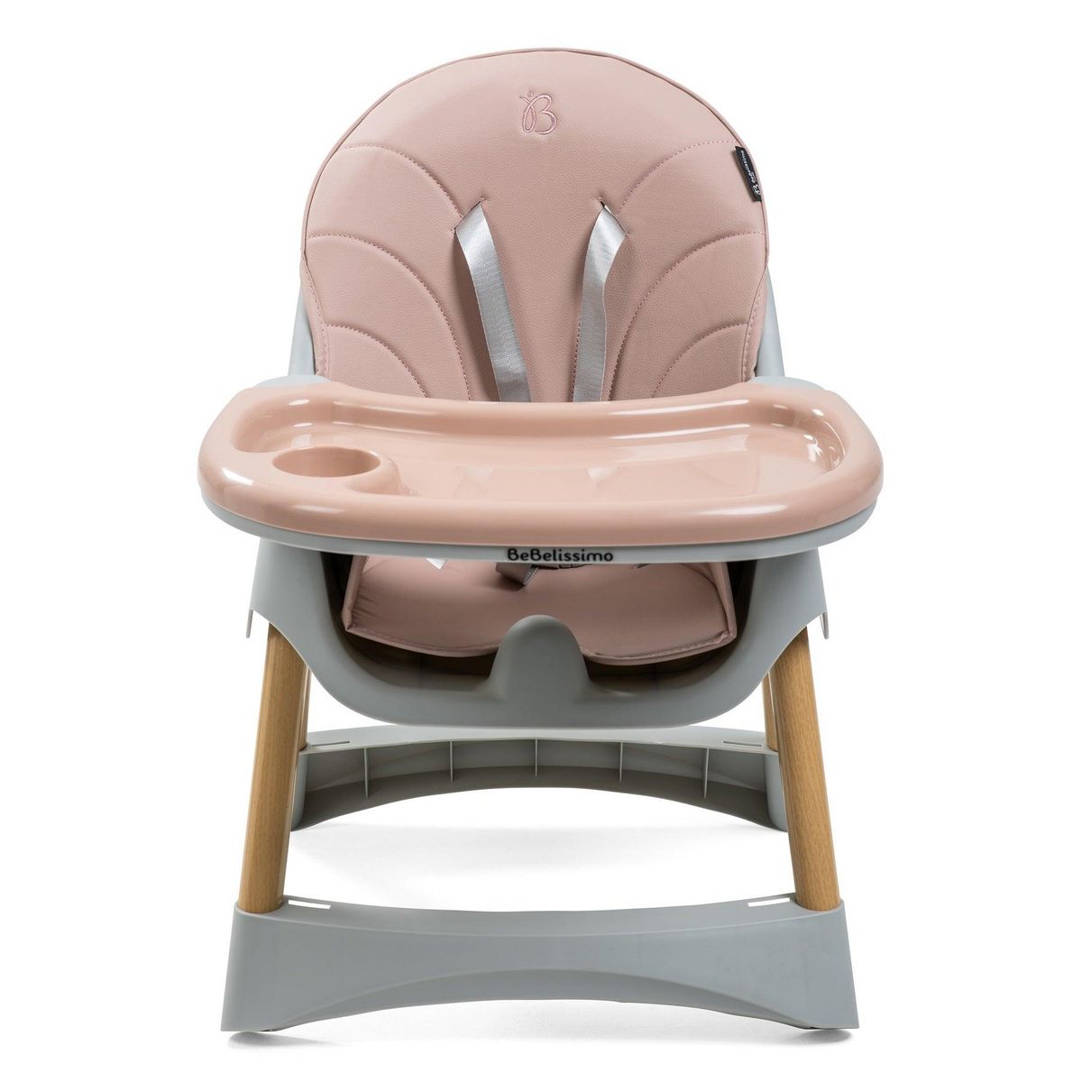 BEBELISSIMO Bebelissimo - Chaise haute 2 en 1 - Evolutive - Réglable - Pliable - rose - woodie
