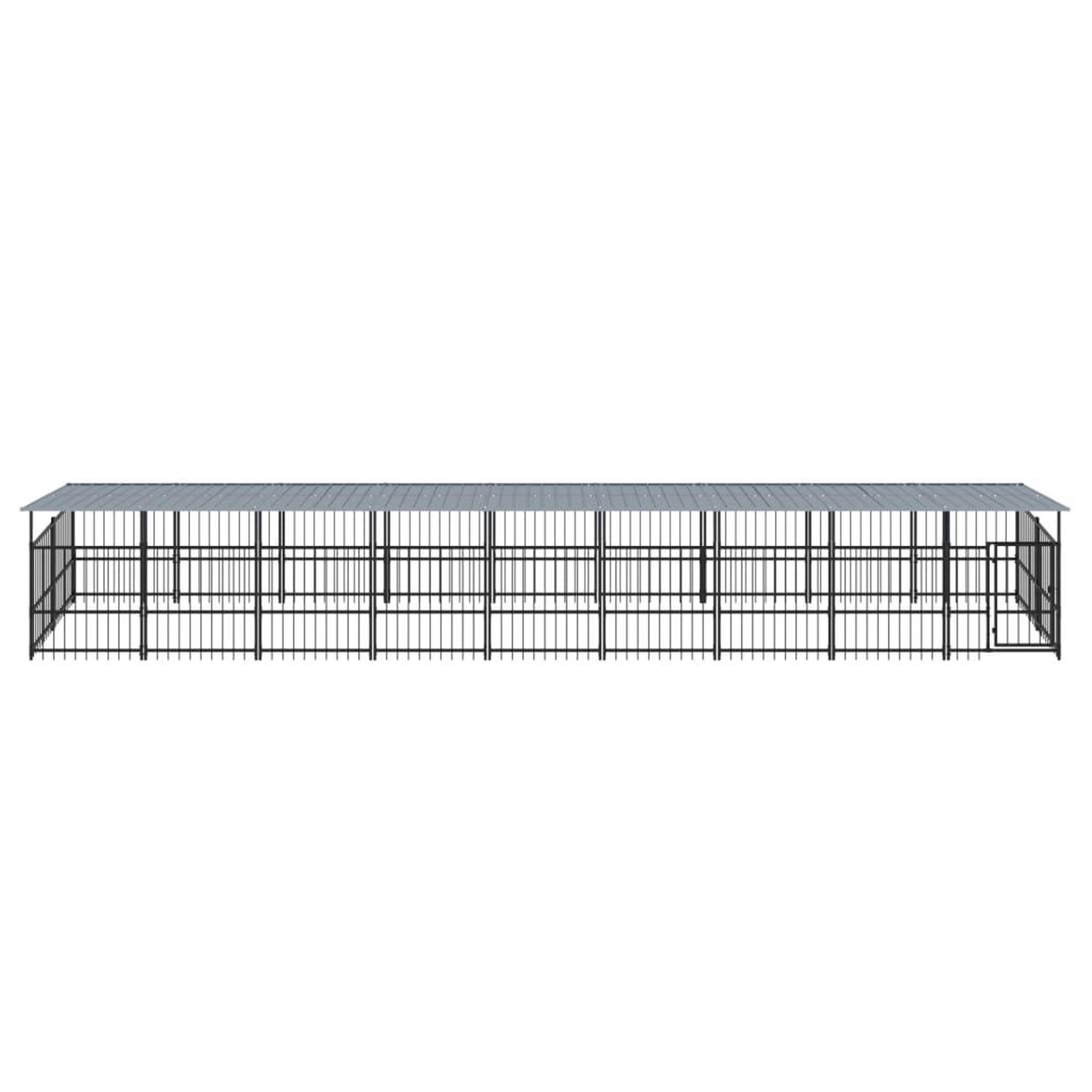 Voir la diapositive 3 : VIDAXL Chenil d'exterieur avec toit pour chiens Acier 16,89 m²