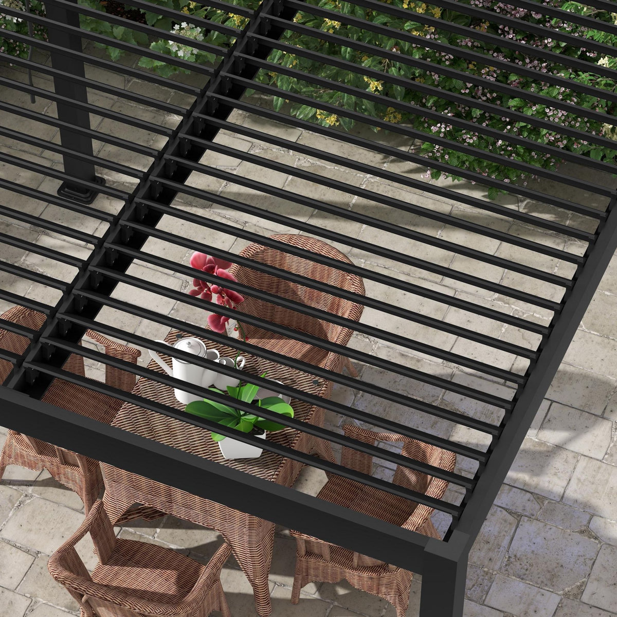 OUTSUNNY Pergola 3 x 3 m bioclimatique style contemporain alu noir